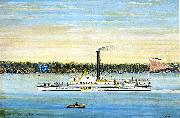 James Bard Trojan, Hudson River steamboat oil on canvas